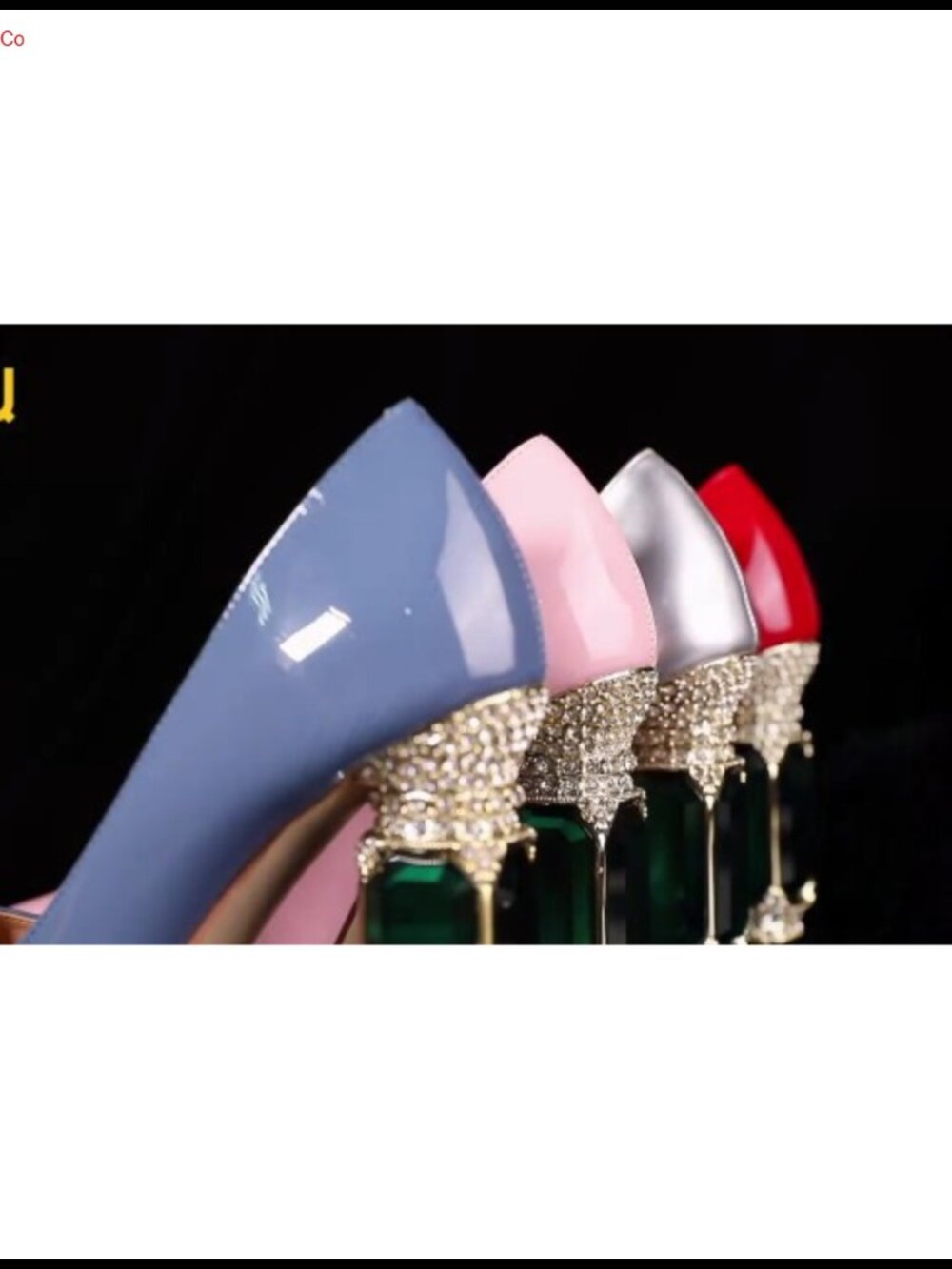 FSJ Women Pointed Toe Crystal Chunky High Heel Pumps Wedding Evening Shoes - Picture 6 of 6